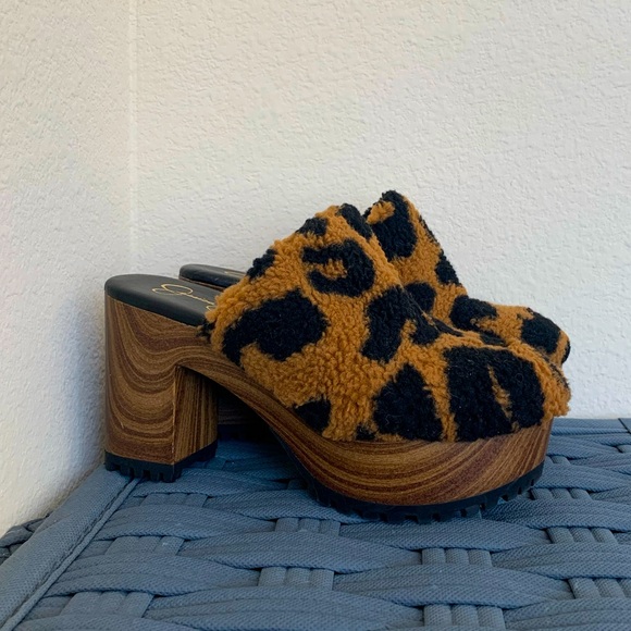 Jessica Simpson Shoes - Jessica Simpson Fuzzy Animal Print Mules